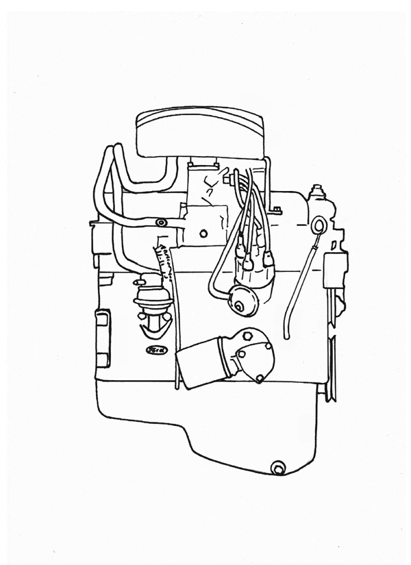 tegning af motorblok